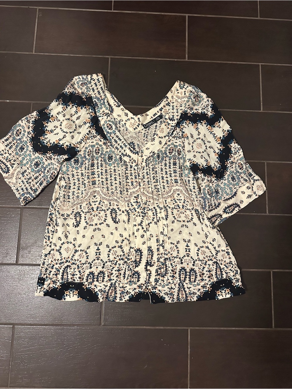 Boho Floral V-Neck Top